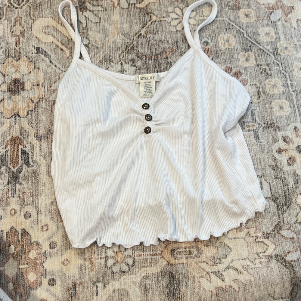 Bozzolo White Buttoned Camisole Top